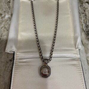 Authentic David Yurman two toned Diamond Albion Large Enhancer Pendant and chain